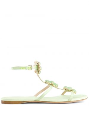 Kožne sandale s cvjetnim printom Giambattista Valli zelena