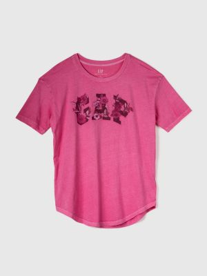 Тениска на цветя Gap розово