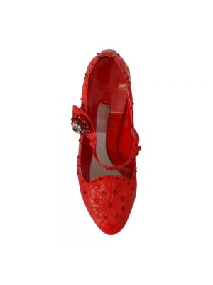 Czółenka szpilki w kwiatki Dolce And Gabbana czerwona