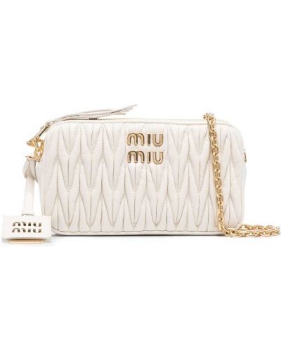 Lær mini bag Miu Miu hvit