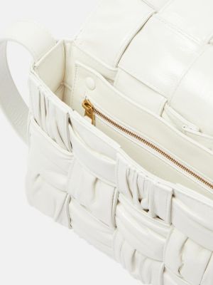 Δερμάτινη τσάντα χιαστί Bottega Veneta λευκό