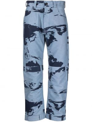 Ravne hlače s potiskom z abstraktnimi vzorci Stain Shade