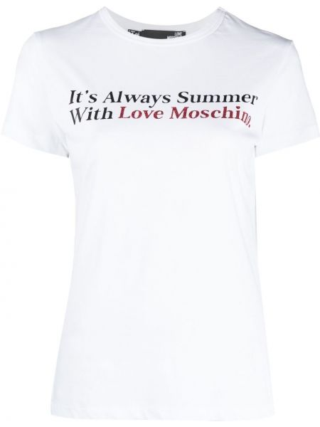 Trykt slank t-skjorte Love Moschino hvit