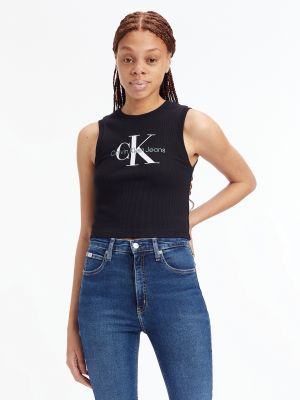 Černý crop top Calvin Klein Jeans