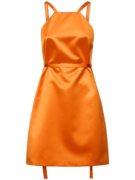 Satynowa sukienka mini Patou pomarańczowa
