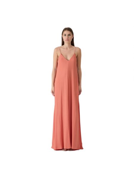 Sukienka długa z dekoltem w serek elegancka Federica Tosi różowa