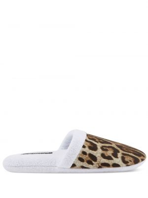 Papuci de casă cu imagine cu model leopard Dolce & Gabbana alb