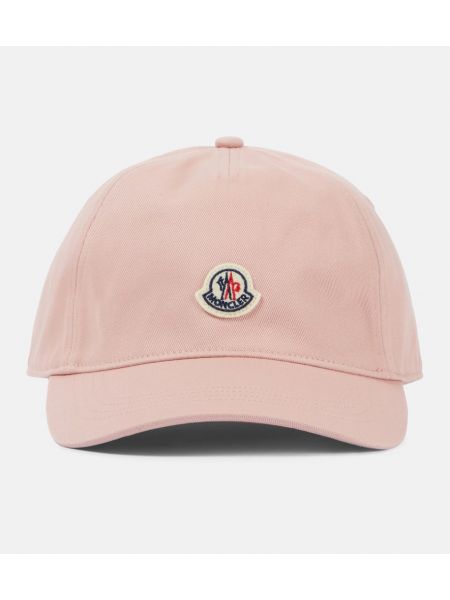 Памучна шапка с козирки Moncler розово
