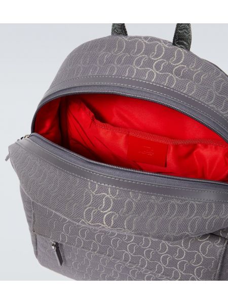 Žakárový batoh na zip Christian Louboutin šedý