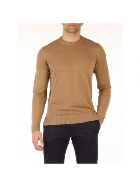 Sweter z okrągłym dekoltem Alpha Studio brązowy