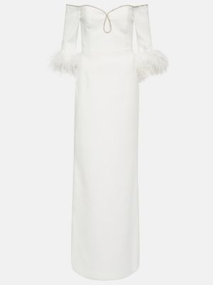 Robe longue en plume en crêpe Rebecca Vallance blanc