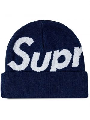 Плетена шапка Supreme синьо