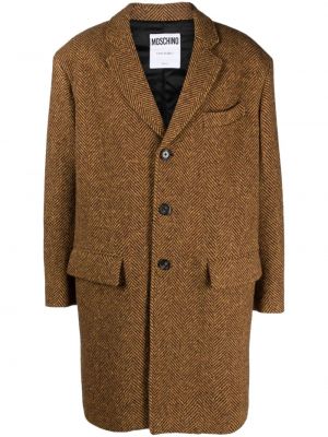 Vlněný kabát s potiskem Moschino hnědý