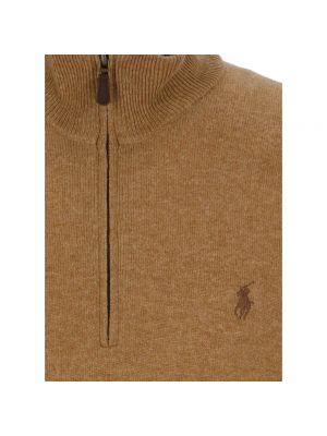 Jersey cuello alto de lana con cuello alto de tela jersey Ralph Lauren marrón