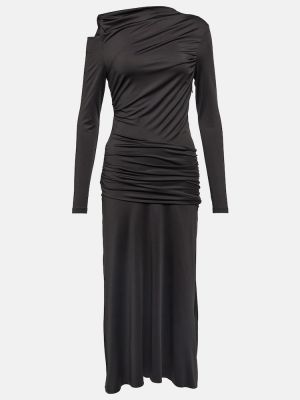 Sukienka midi z dżerseju asymetryczna Victoria Beckham czarna