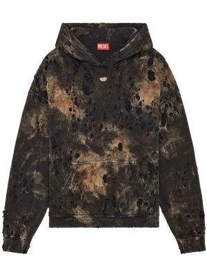 Pamučna hoodie s kapuljačom s izlizanim efektom Diesel