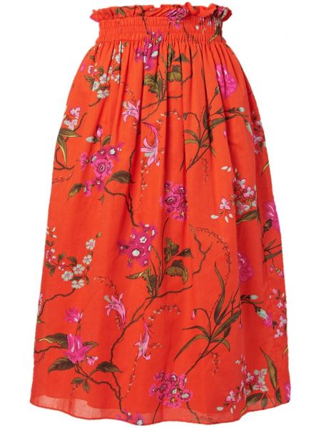Kvetinová sukňa s potlačou Erdem červená