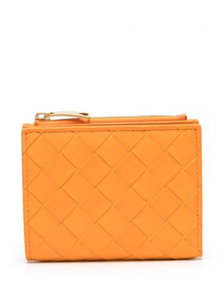 Kožená peněženka Bottega Veneta oranžová