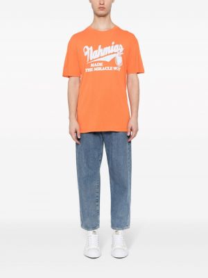 Bavlněné tričko s potiskem Nahmias oranžové