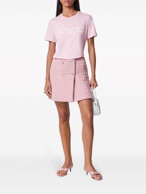 Raštuotas medvilninis marškinėliai Versace rožinė