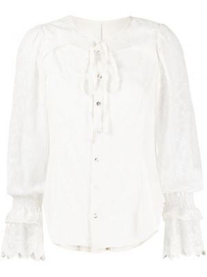 Svilena bluza s čipko Renli Su bela