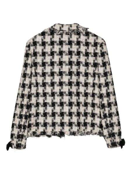 "houndstooth" rašto striukė tvido Chanel Pre-owned