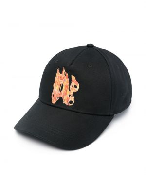 Памучна памучна шапка с козирки бродирана Palm Angels черно