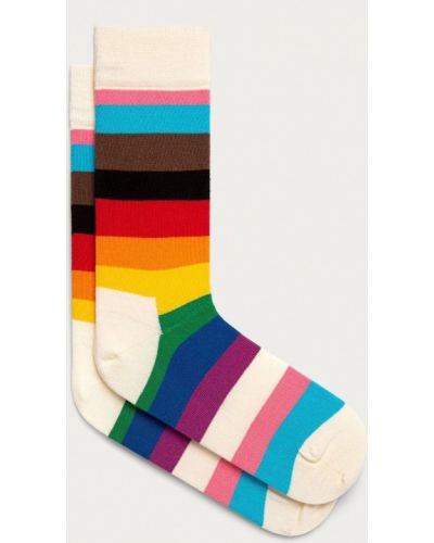 Skarpety w paski Happy Socks białe