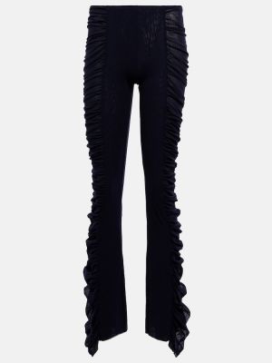 Nohavice s nízkym pásom skinny fit so sieťovinou Jean Paul Gaultier modrá