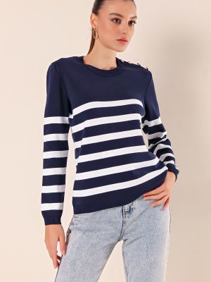 Svītrainas džemperis ar pogām Bigdart zils