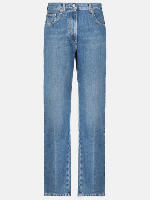 Džínsy s rovným strihom s vysokým pásom Gucci modrá
