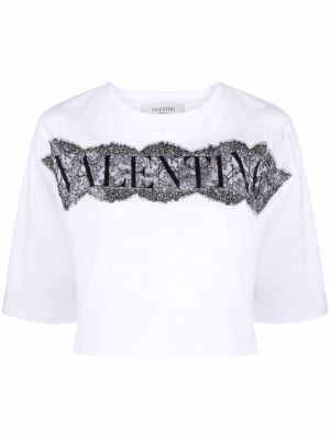 Camiseta de encaje Valentino blanco