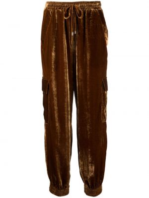 Žametne kargo hlače iz rebrastega žameta Semicouture rjava