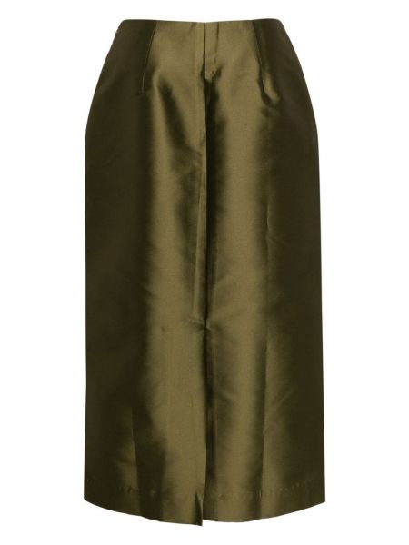 Gėlėtas midi sijonas satininis Biyan žalia