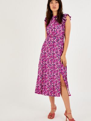Платье миди без рукавов в цветочек с принтом Monsoon фиолетовое