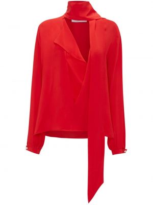 Копринена блуза Victoria Beckham червено