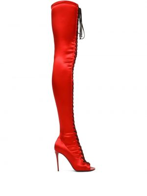 Cizme de cauciuc cu șireturi din dantelă Dolce & Gabbana roșu