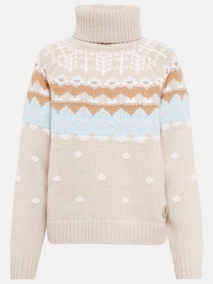 Sweter z kaszmiru żakardowy Bogner beżowy