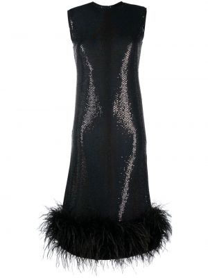 Коктейлна рокля с пайети с пера Atu Body Couture черно