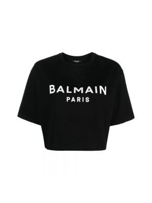 Koszulka z nadrukiem Balmain czarna