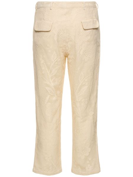 Памучни класически панталони с дантела Harago бяло