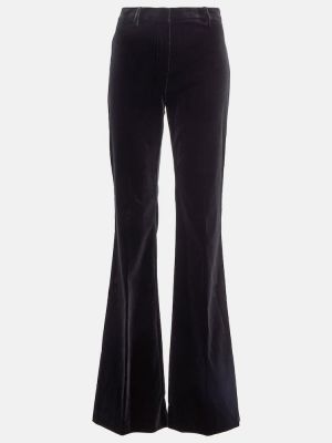 Pantaloni cu talie înaltă de catifea din bumbac Etro negru