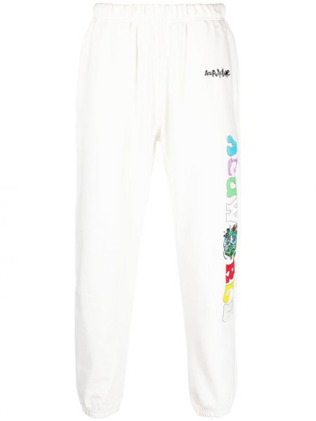 Pantaloni tuta di cotone con stampa Acupuncture 1993 bianco