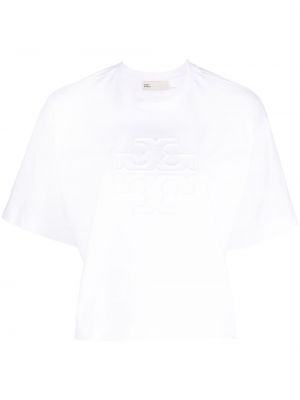 Памучна тениска Tory Burch бяло