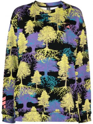 Bombažna jopa s kapuco s potiskom Adidas By Stella Mccartney vijolična