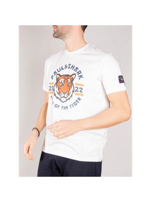 Camiseta con rayas de tigre Paul & Shark blanco