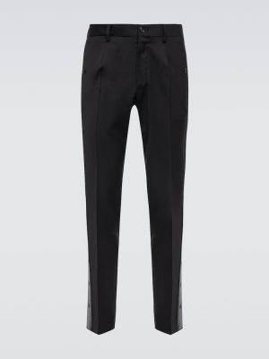 Vlnené rovné nohavice Dolce&gabbana čierna