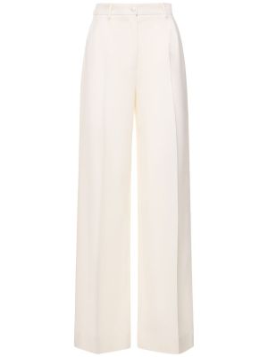 Pantaloni cu talie înaltă de lână cu croială lejeră Dolce & Gabbana alb