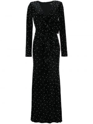 Βελούδινη βραδινό φόρεμα με μαργαριτάρια Badgley Mischka μαύρο