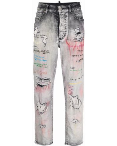 Trykt stretch jeans Dsquared2 svart